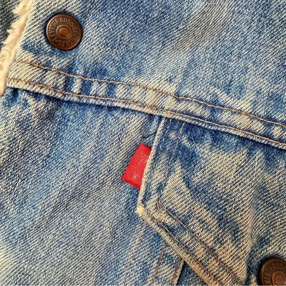 Vintage 70’s Levi's Red Tab Men's Sherpa Lined Denim Jean Jacket | Size L - Picture 4 of 7